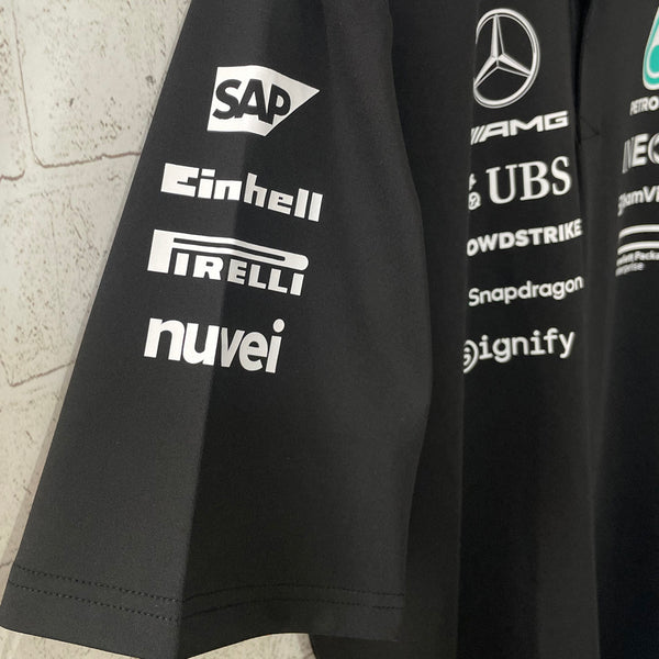 Mercedes AMG Petronas F1 Black 2025 POLO Team T Shirt image 3