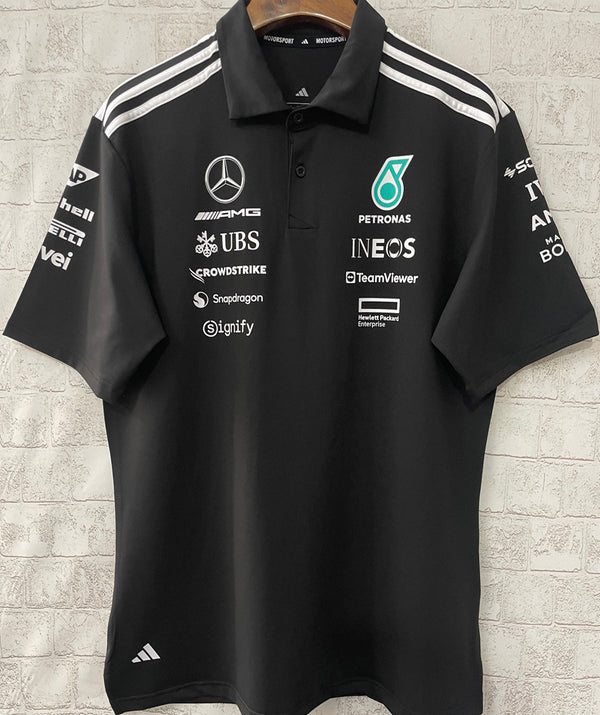 Mercedes AMG Petronas F1 Black 2025 POLO Team T Shirt image 0